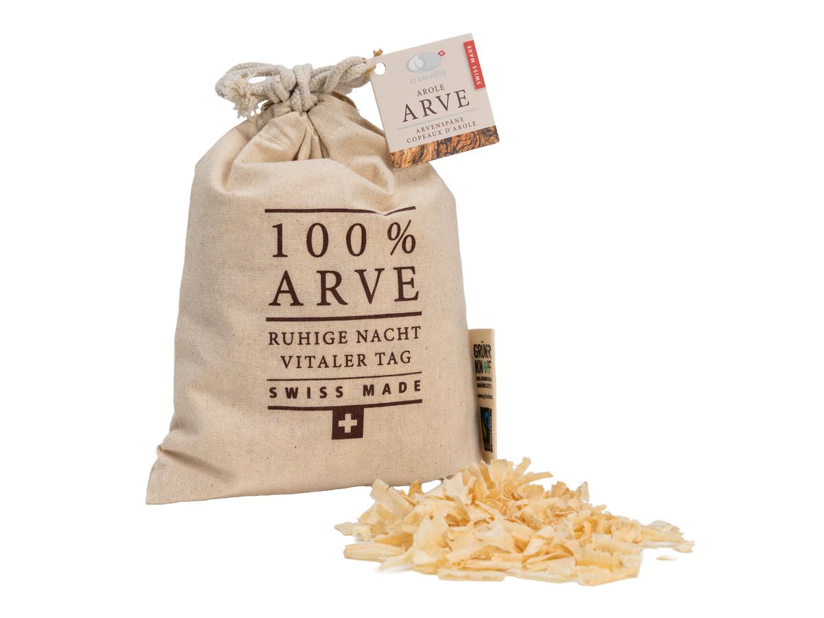Packshot_AROMALIFE_ARVE_Arvenspäne_im_Öko-Baumwollbeutel_35_g_ebi-online-web