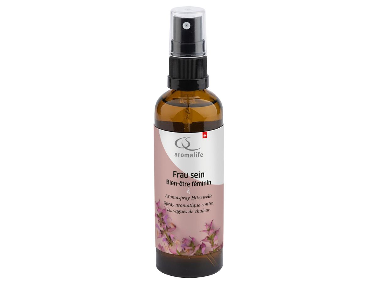 Frau sein Hitzewelle Spray