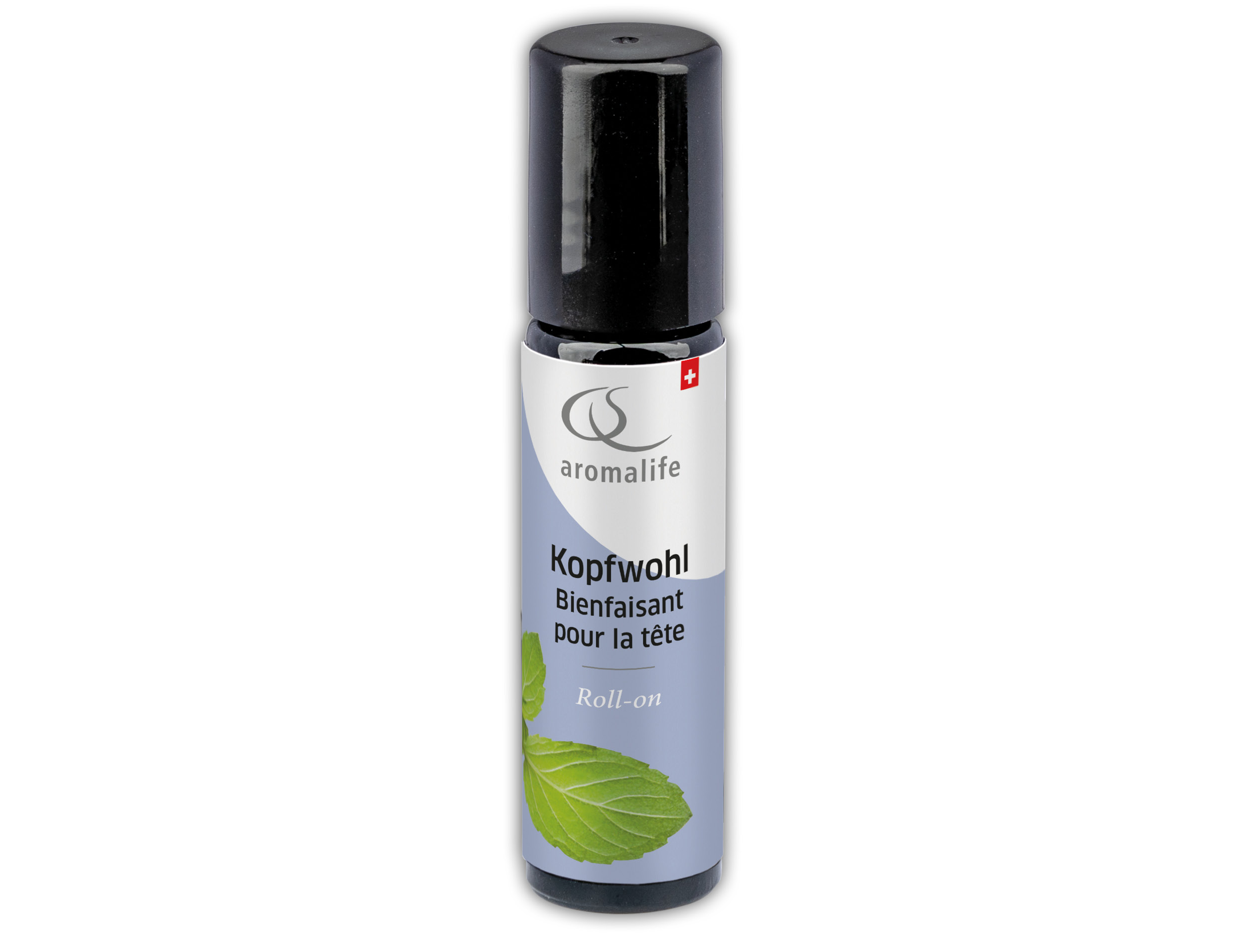 Packshot_AROMALIFE_Kopfwohl_Pfefferminze_Roll-on_unverpackt_aromalife.ch