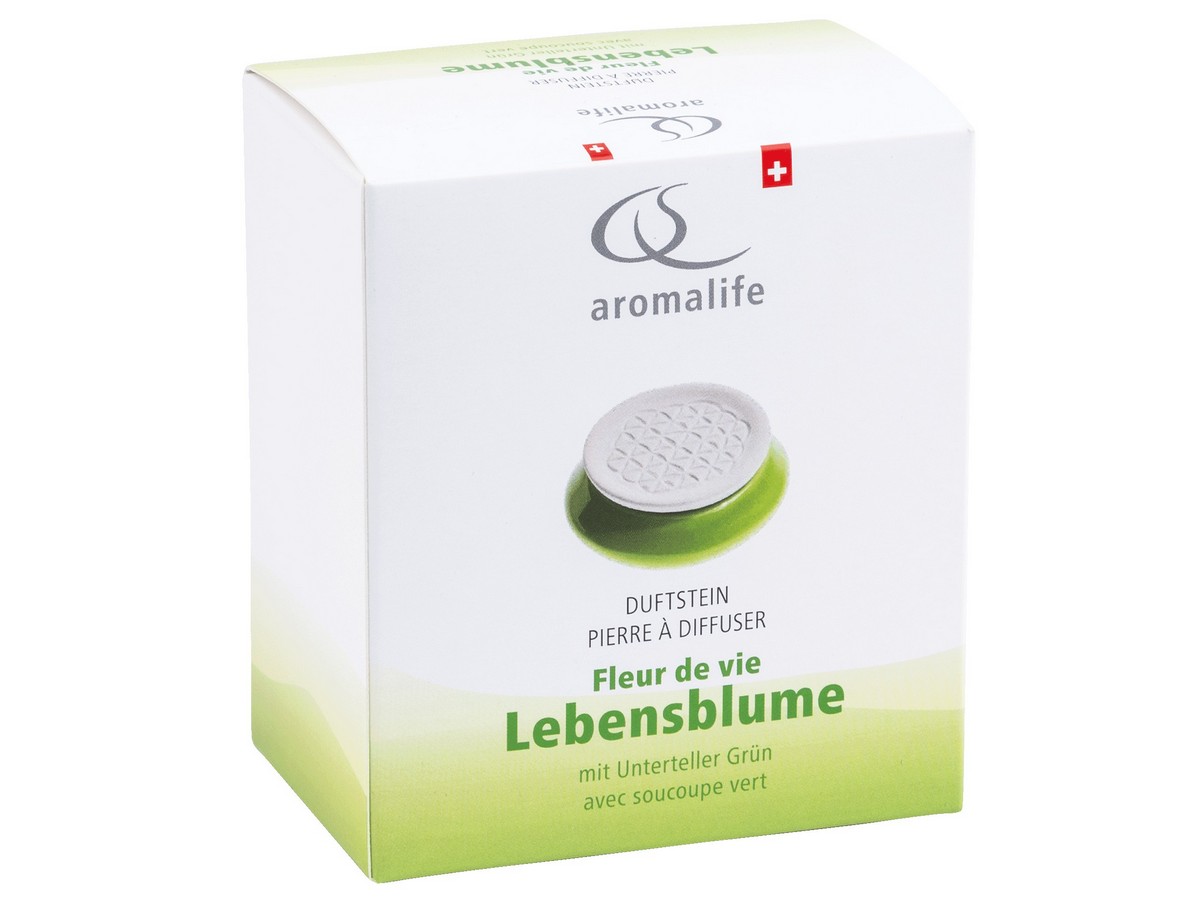 Packshot_AROMALIFE_Lebensblume_&_Unterteller_grün_Duftsteinset