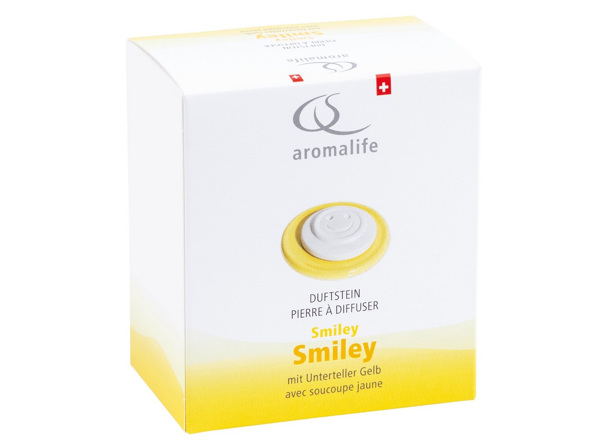 Packshot_AROMALIFE_Smiley_&_Unterteller_gelb_Duftsteinset