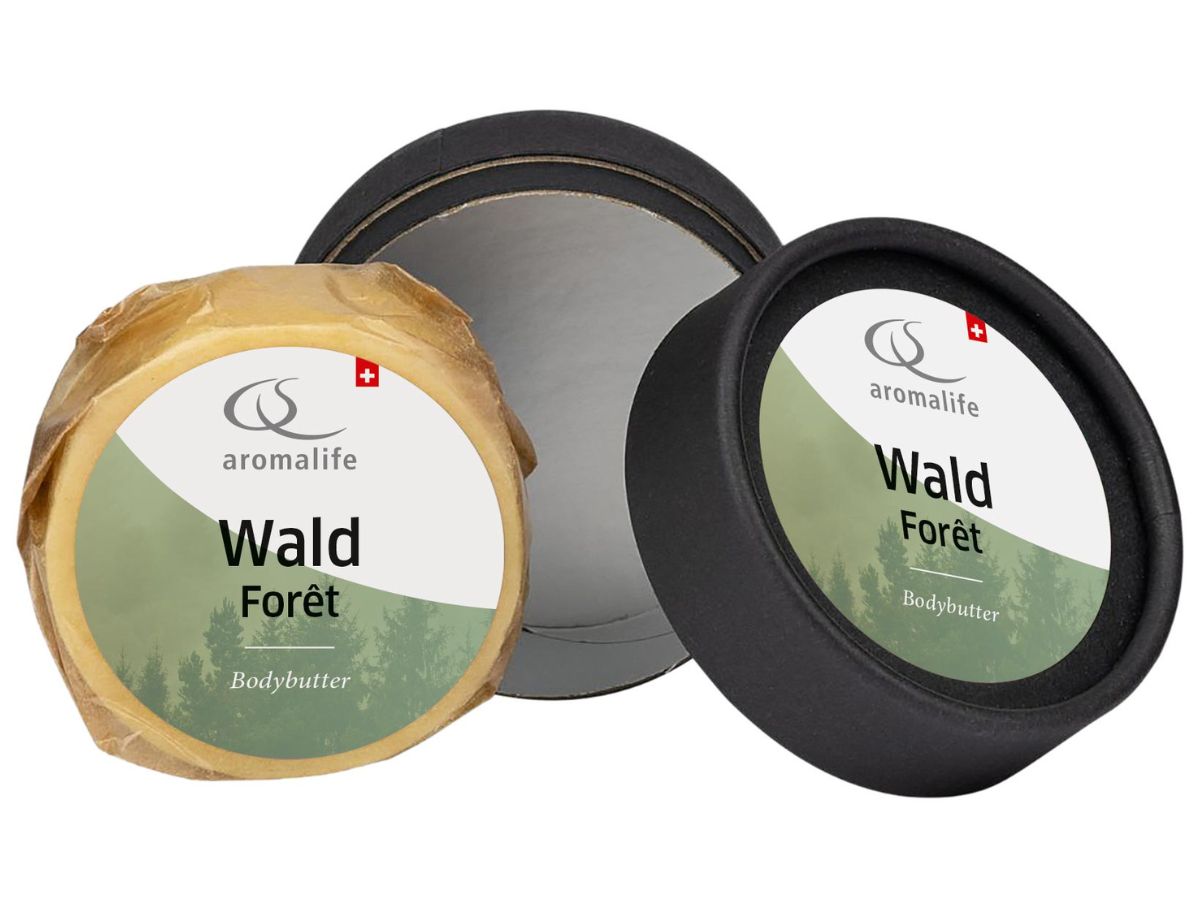 Packshot_AROMALIFE_Waldbaden_Bodybutter_230475-offen-neben-Dose_1200x900