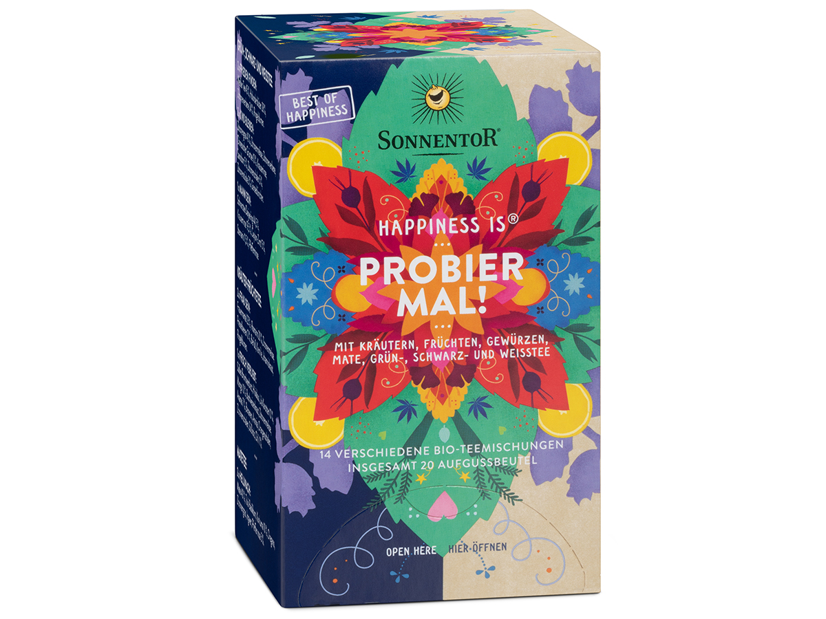 Packshot_Sonnentor_Happiness_is_Probier_mal!_Tee_Btl._à20_(Bio)_ebi-online-web